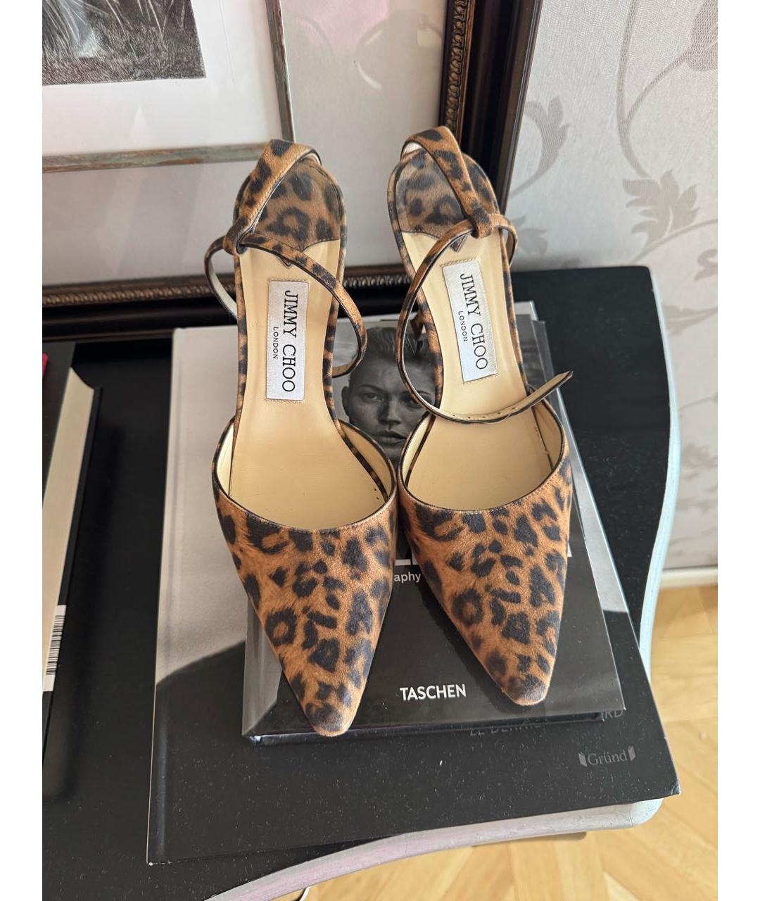 JIMMY CHOO Коричневые текстильные босоножки, фото 7