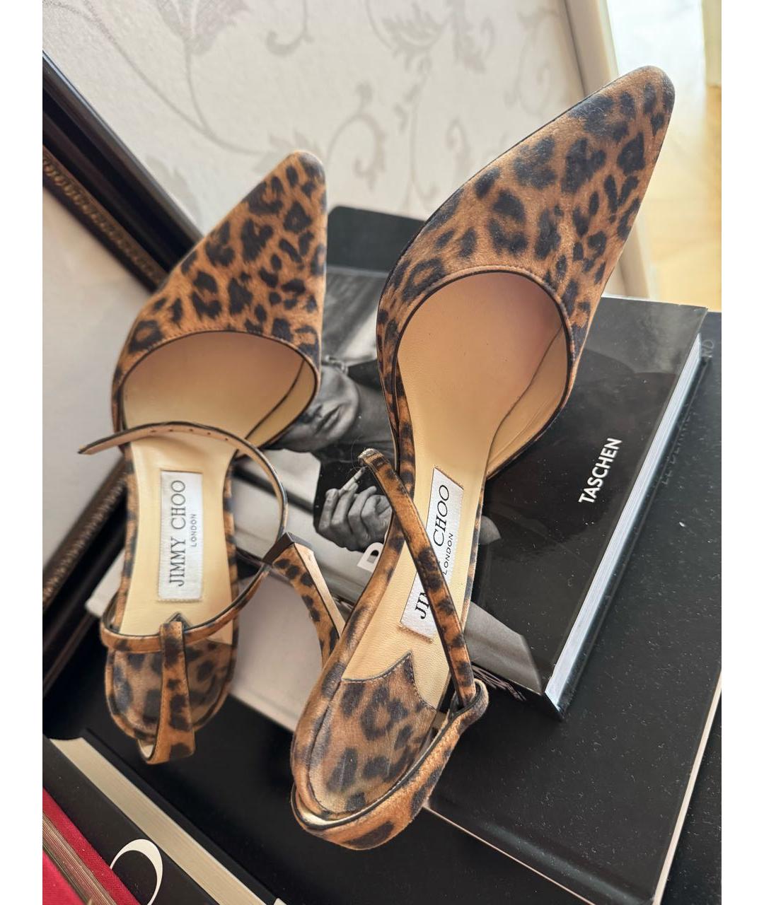 JIMMY CHOO Коричневые текстильные босоножки, фото 5