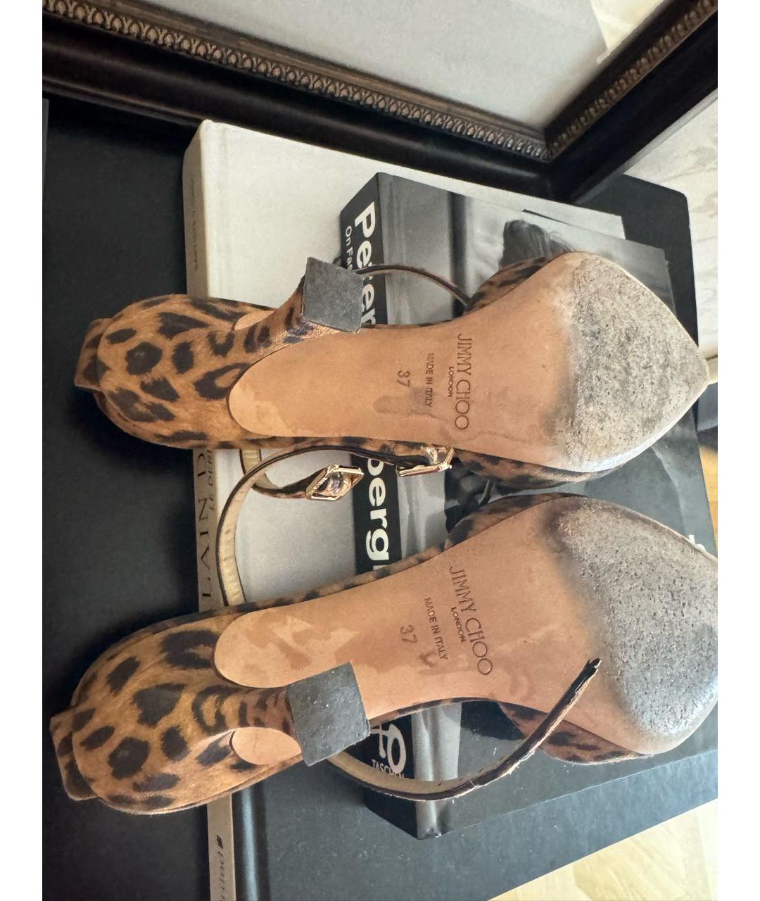 JIMMY CHOO Коричневые текстильные босоножки, фото 6