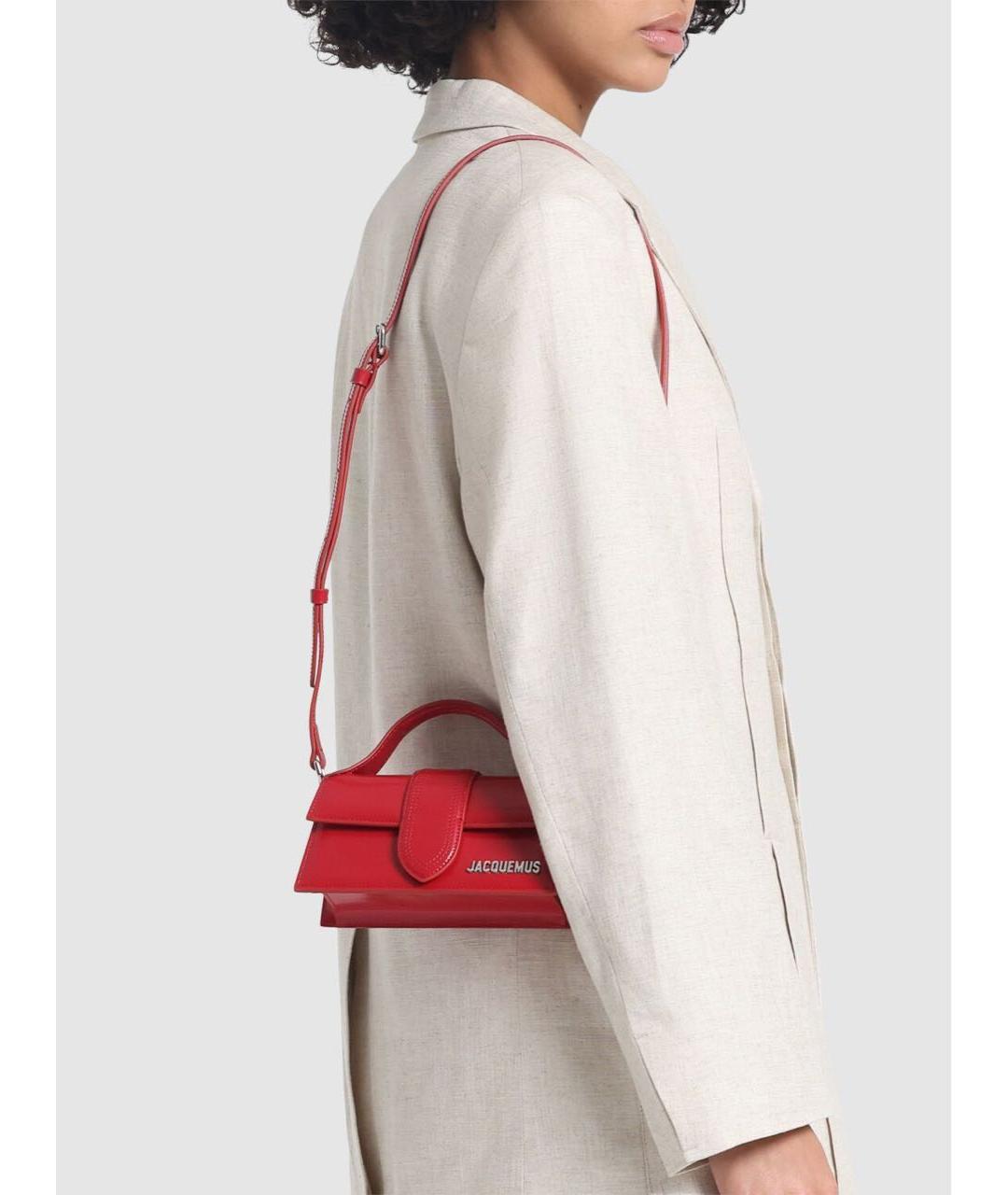 JACQUEMUS Красная кожаная сумка через плечо, фото 2