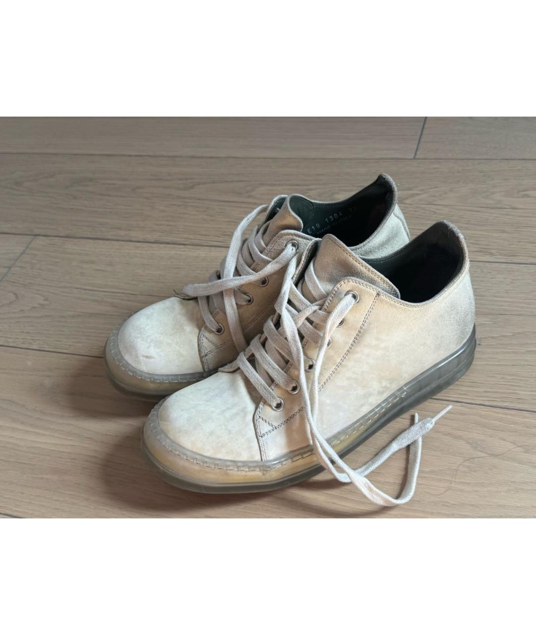 RICK OWENS Бежевые кожаные брогги и оксфорды, фото 5