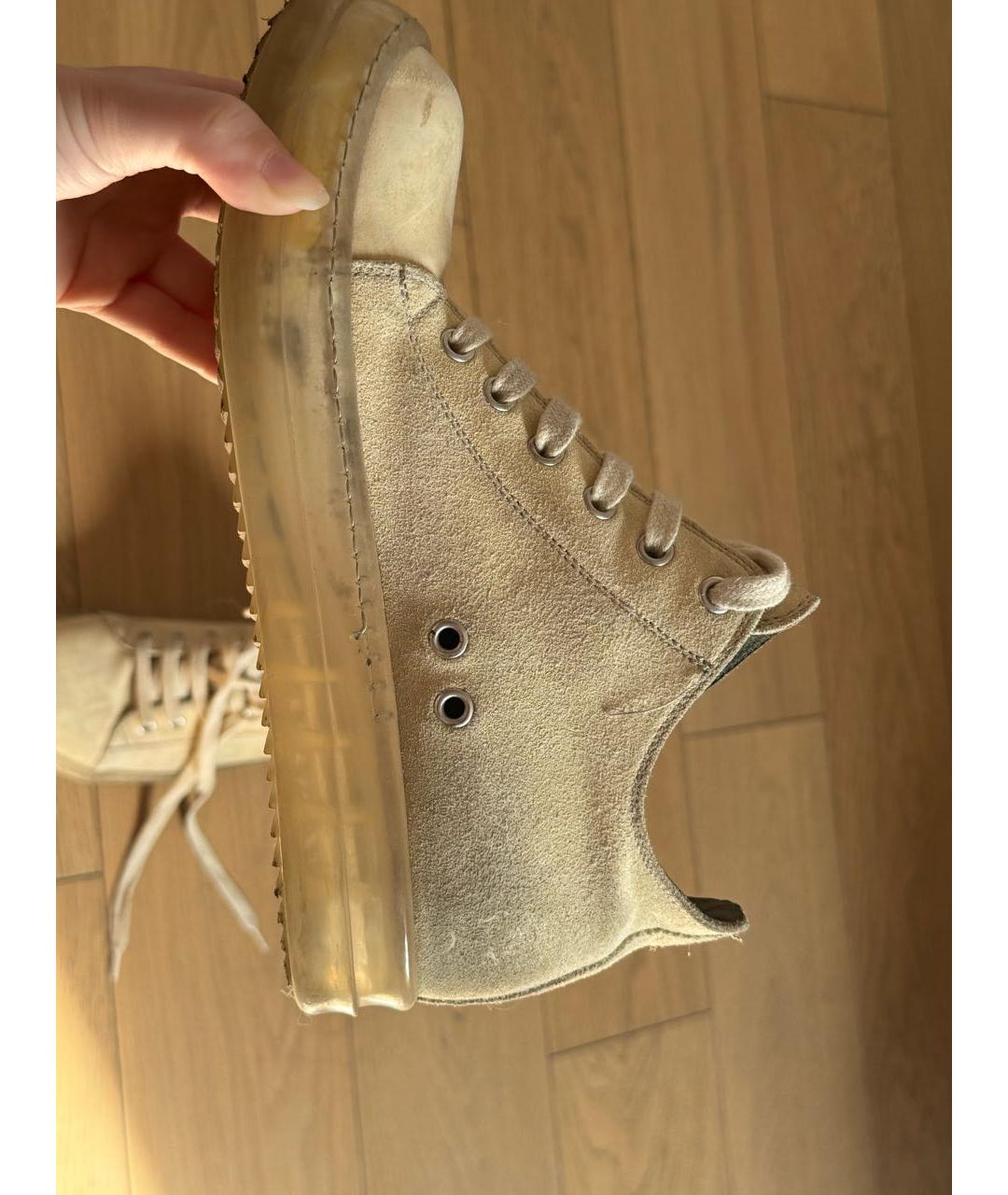 RICK OWENS Бежевые кожаные брогги и оксфорды, фото 3