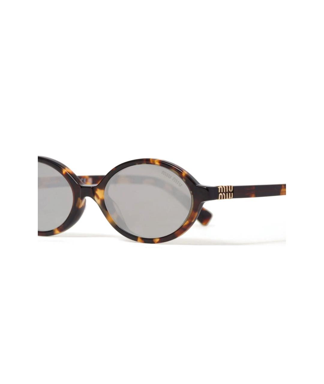 MIU MIU Коричневые пластиковые солнцезащитные очки, фото 2