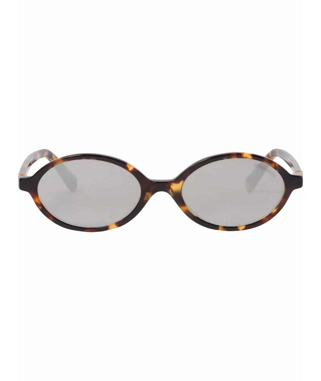 MIU MIU Коричневые пластиковые солнцезащитные очки, фото 1