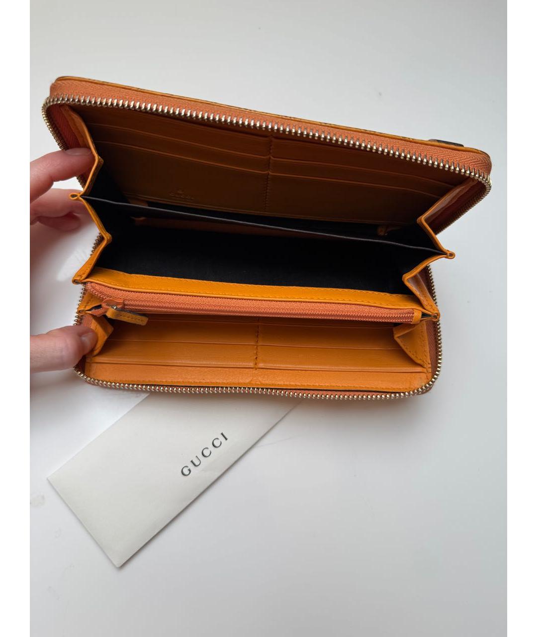 GUCCI Оранжевый кожаный кошелек, фото 4