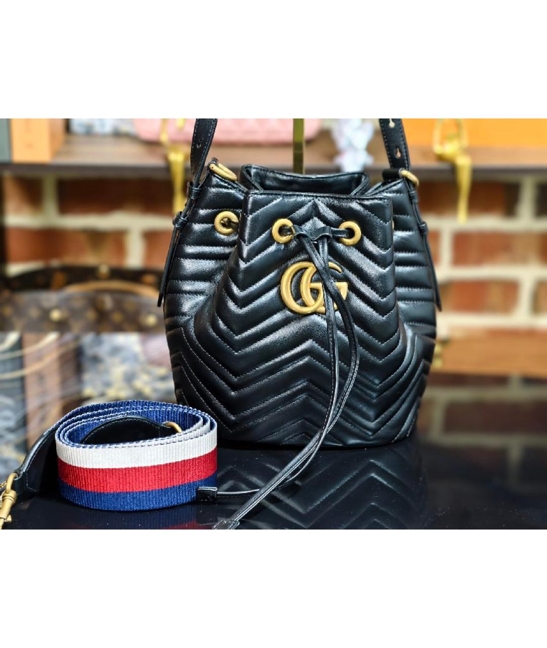 GUCCI Черная кожаная сумка через плечо, фото 8