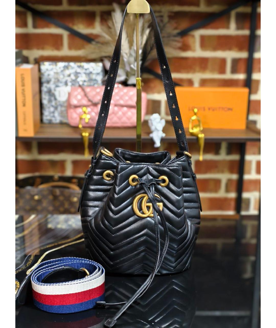 GUCCI Черная кожаная сумка через плечо, фото 2