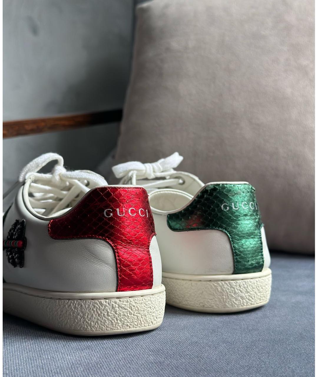 GUCCI Белые кожаные кеды, фото 4