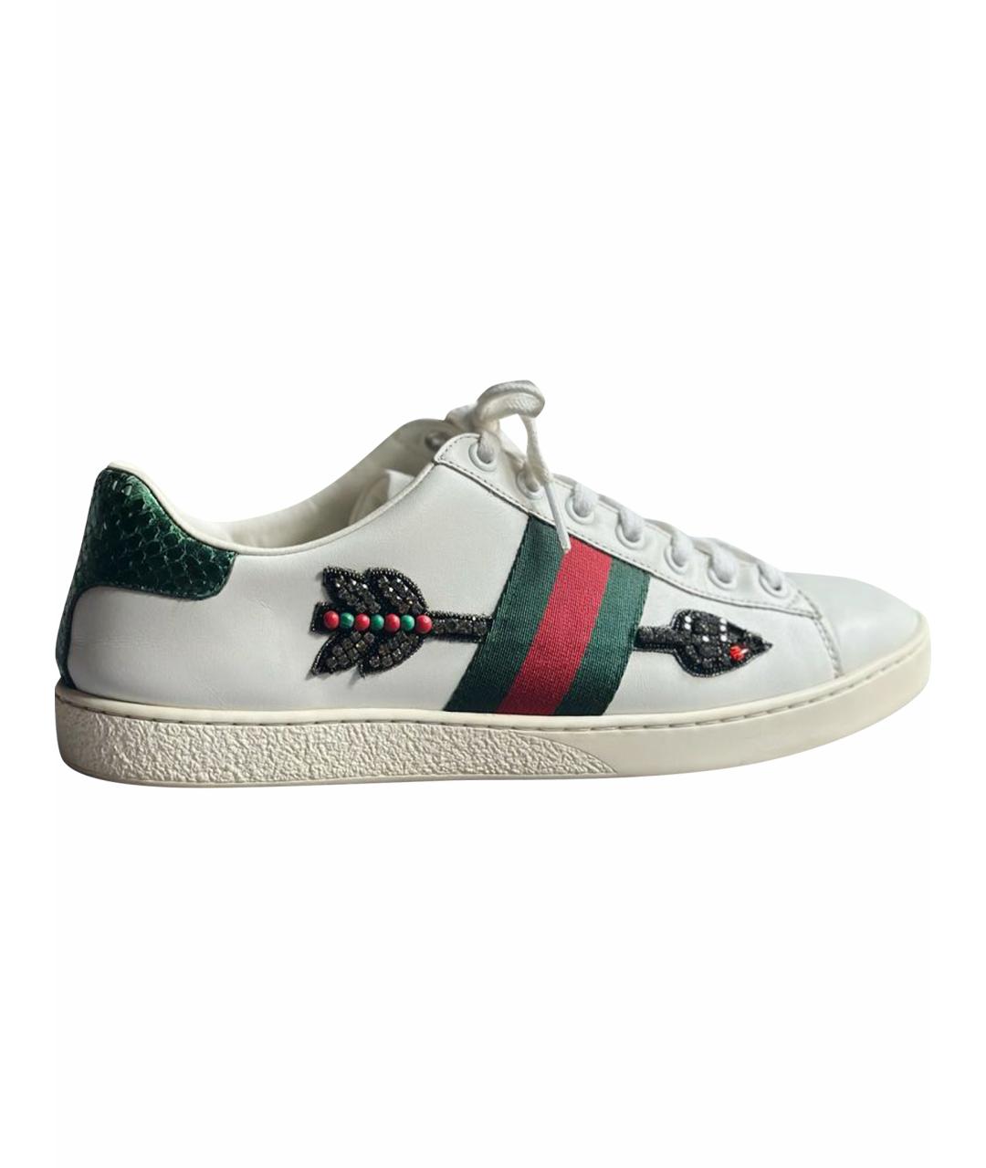 GUCCI Белые кожаные кеды, фото 1