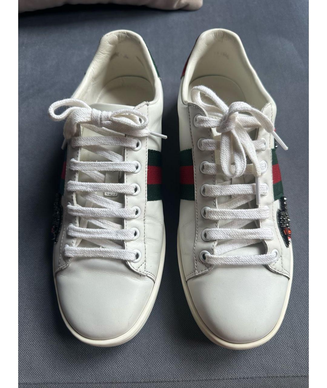 GUCCI Белые кожаные кеды, фото 2