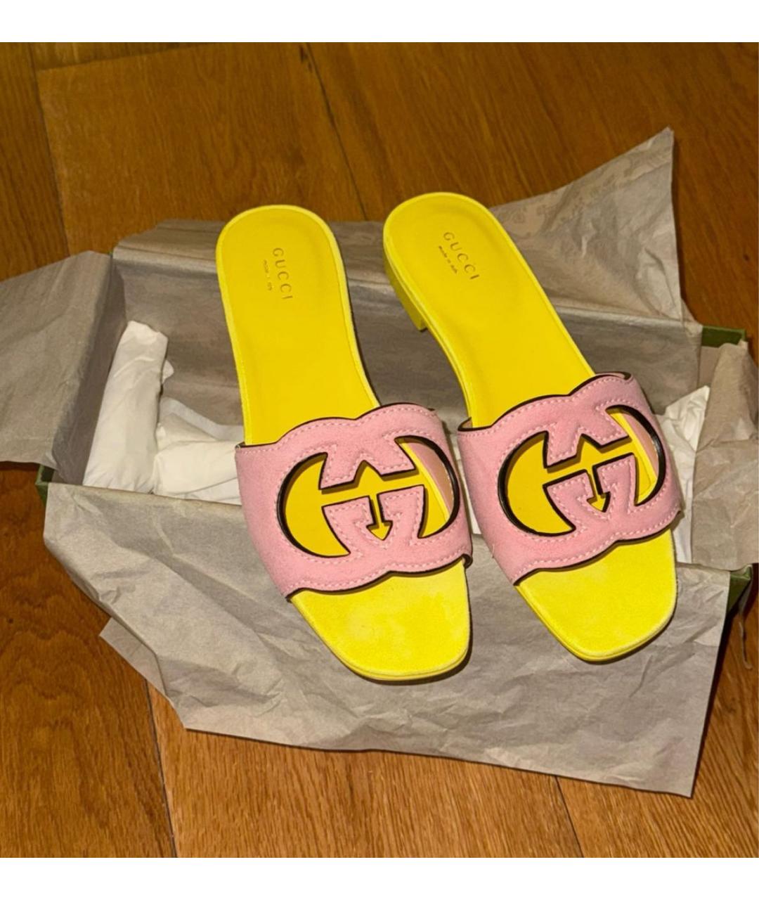 GUCCI Желтые шлепанцы, фото 2