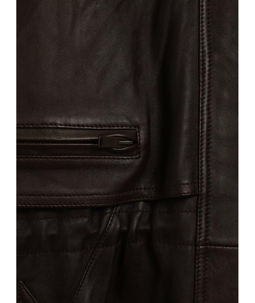 SAINT LAURENT Коричневая кожаная куртка, фото 3