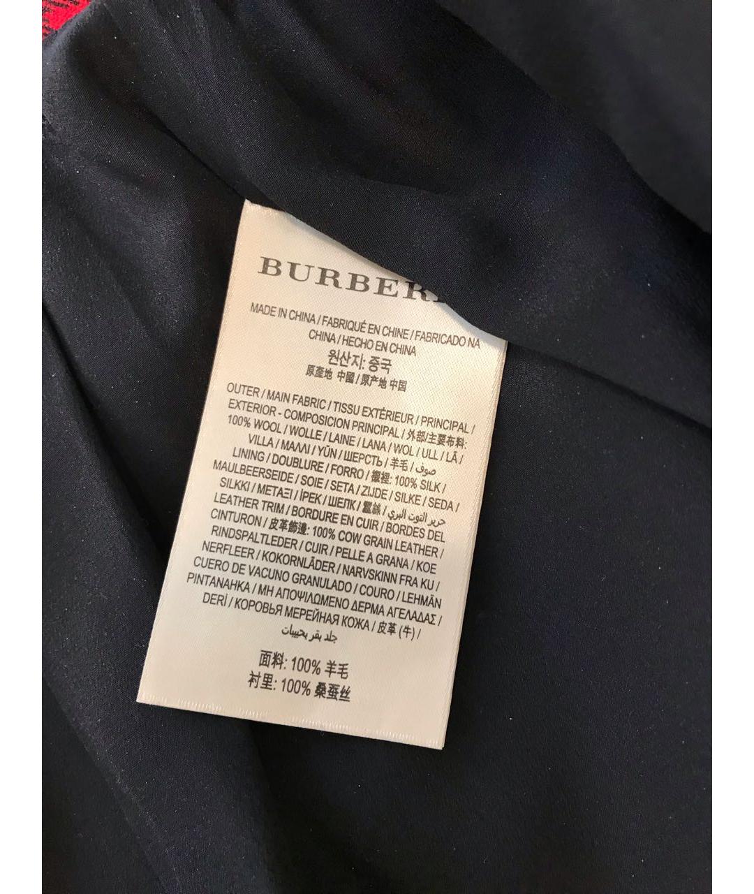 BURBERRY Красная шерстяная юбка мини, фото 8