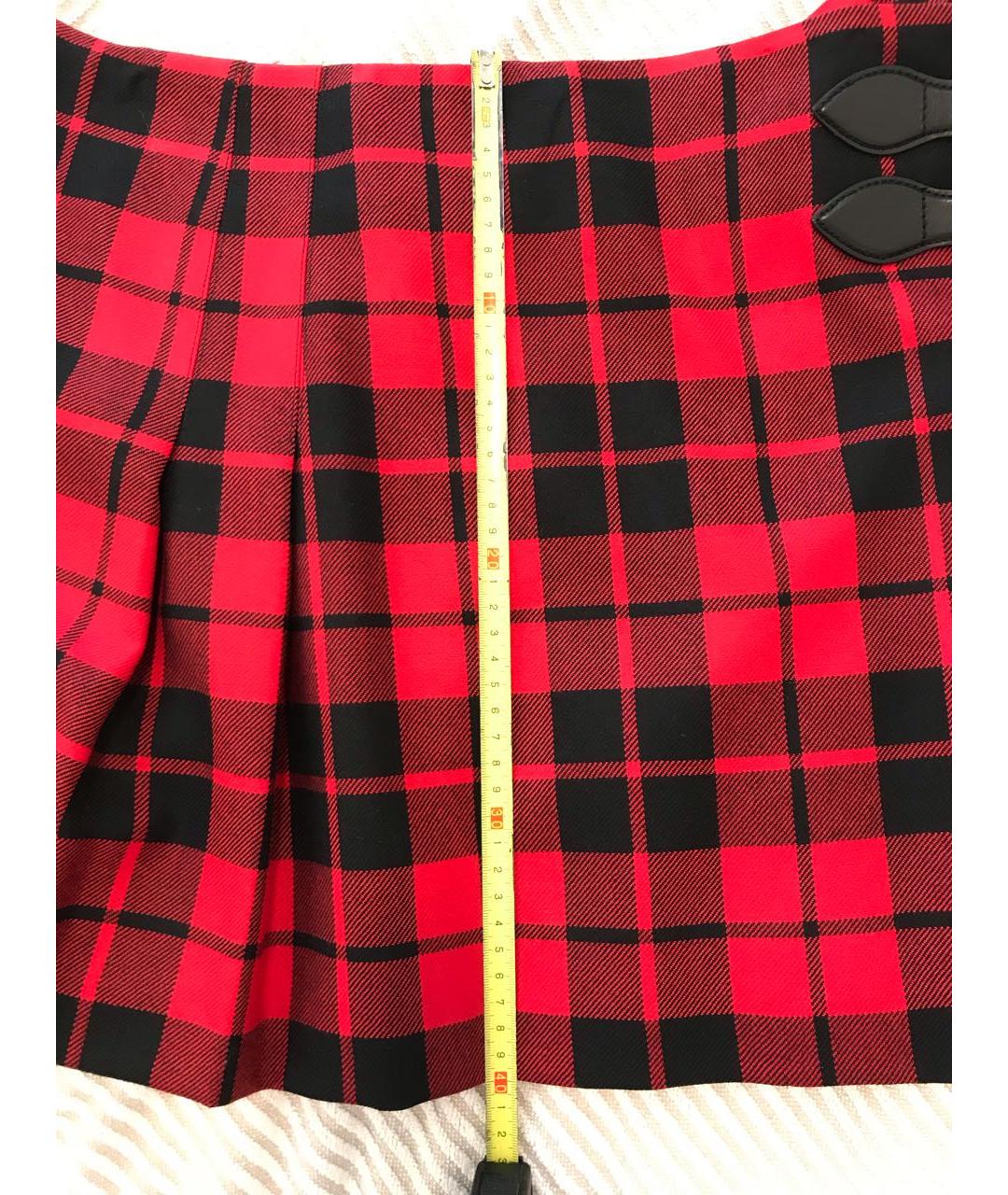 BURBERRY Красная шерстяная юбка мини, фото 6