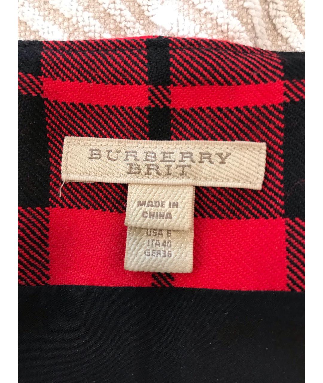 BURBERRY Красная шерстяная юбка мини, фото 4