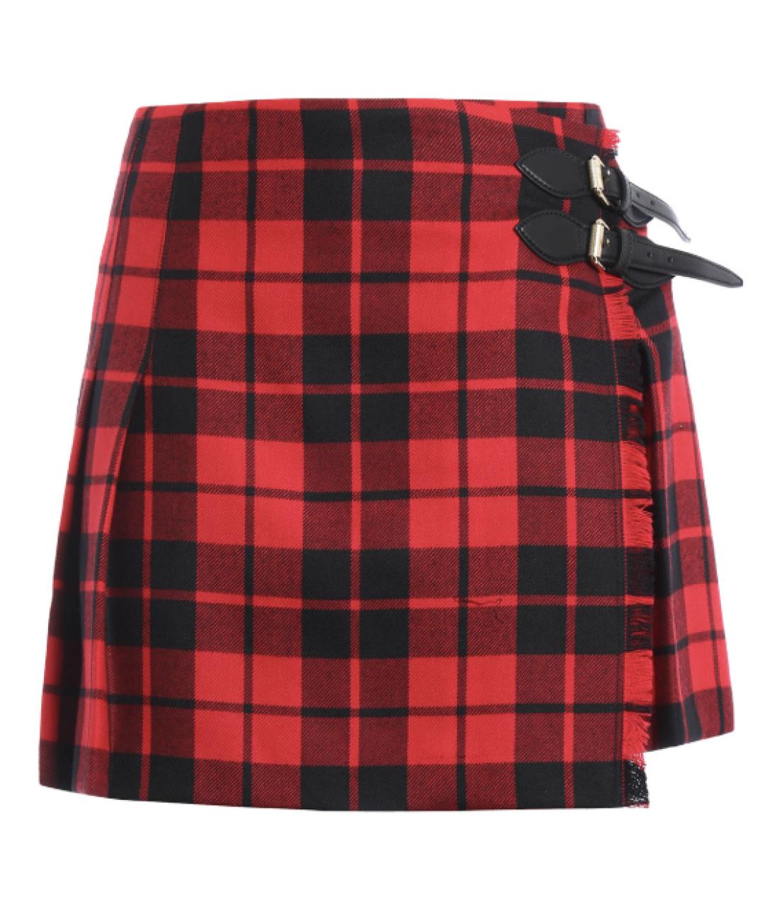 BURBERRY Красная шерстяная юбка мини, фото 1