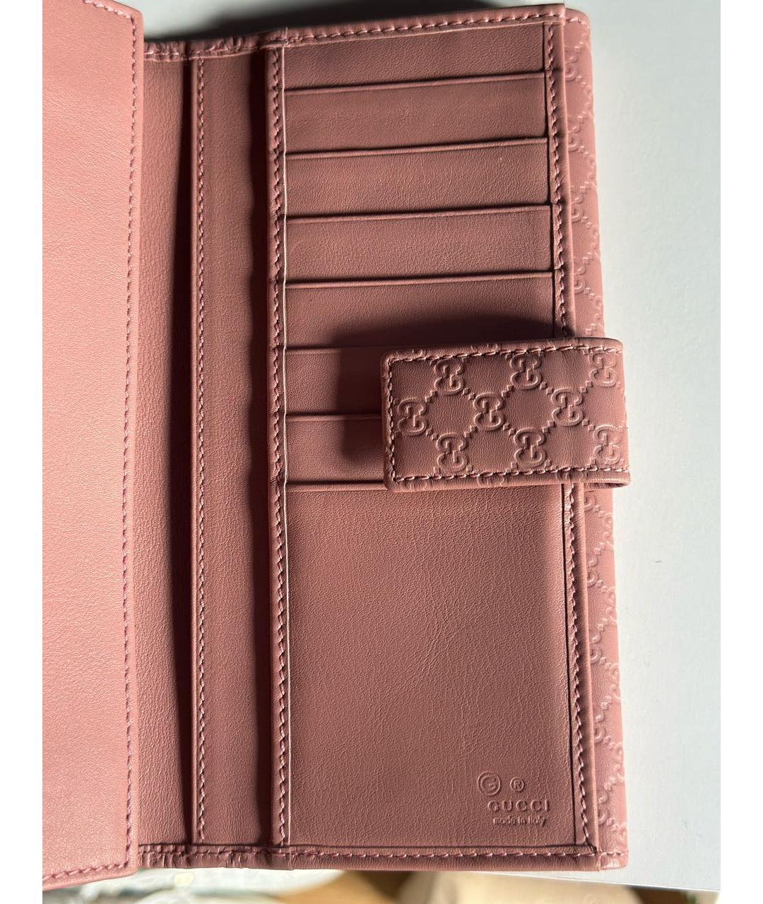 GUCCI Коралловый кожаный кошелек, фото 5