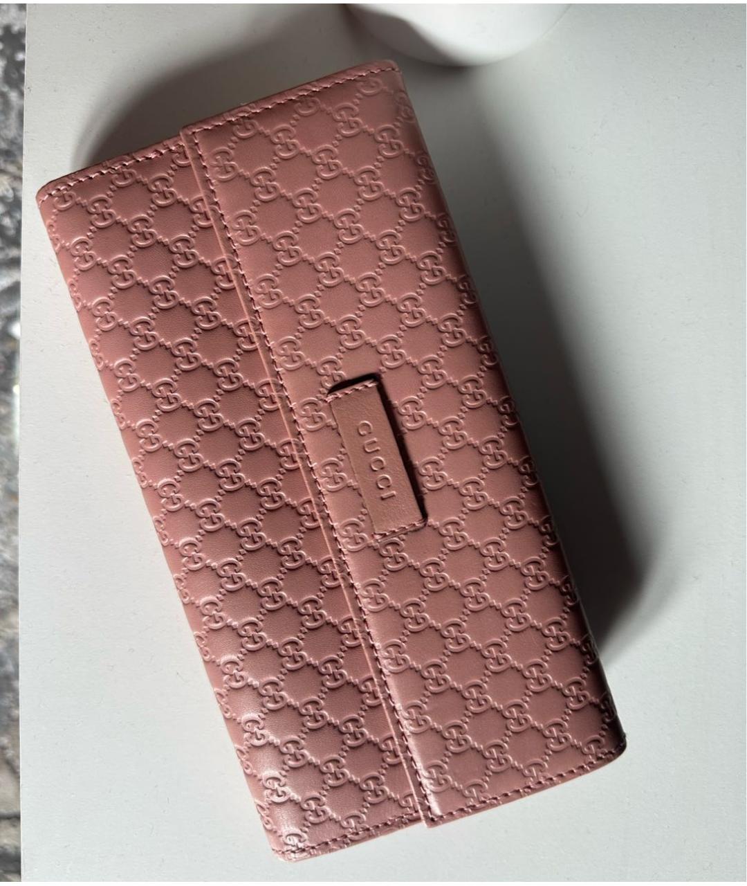 GUCCI Коралловый кожаный кошелек, фото 6