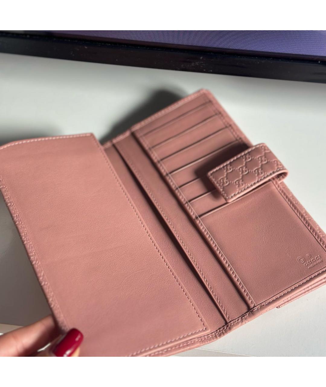 GUCCI Коралловый кожаный кошелек, фото 3