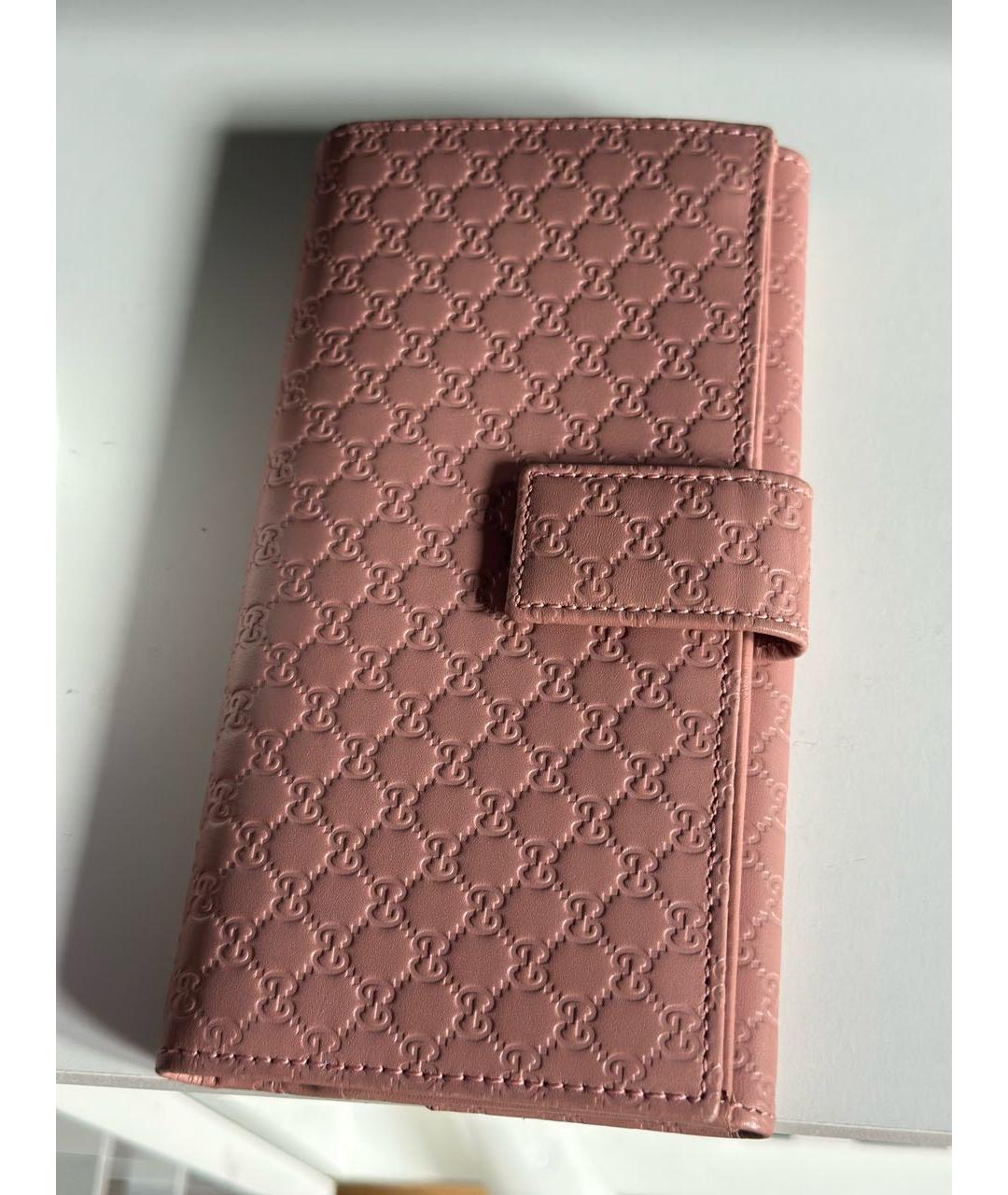 GUCCI Коралловый кожаный кошелек, фото 7