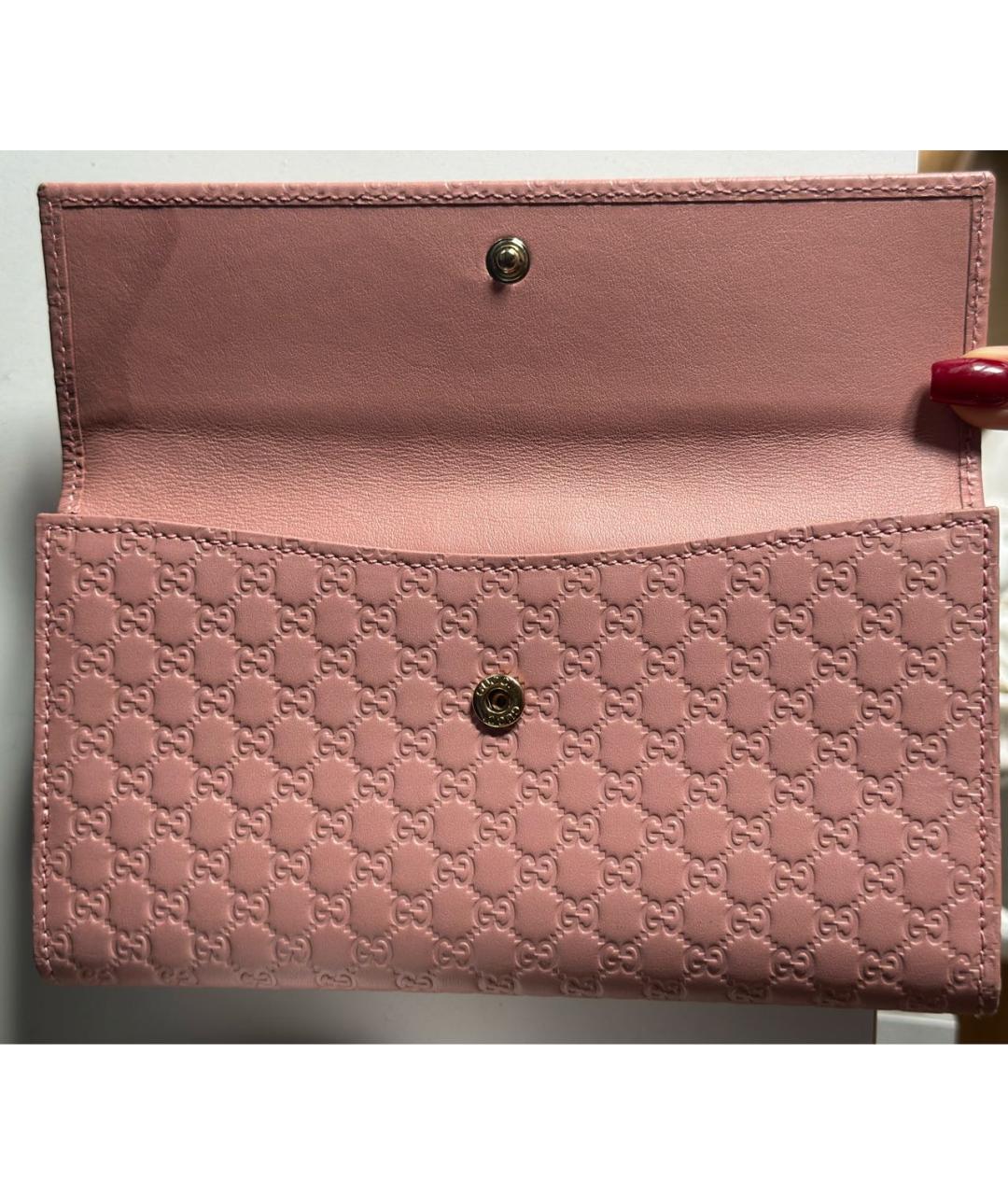GUCCI Коралловый кожаный кошелек, фото 4