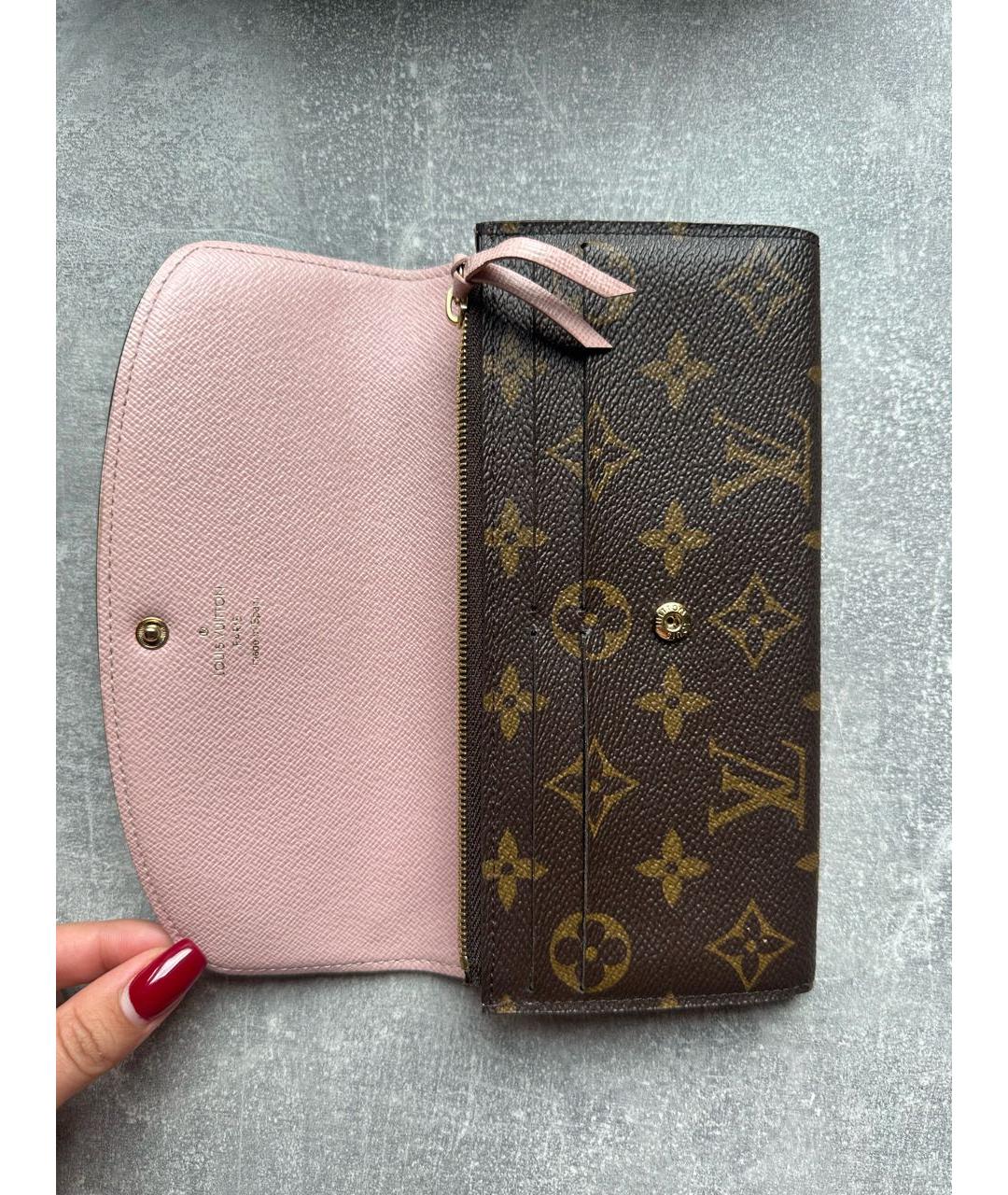 LOUIS VUITTON Коричневый кожаный кошелек, фото 4