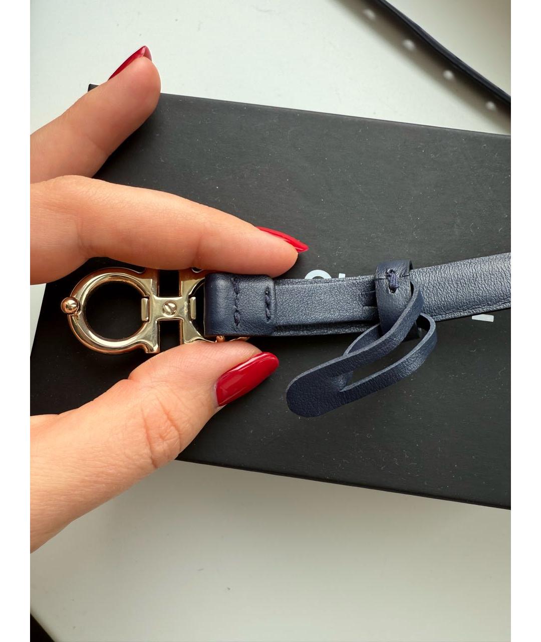 FERRAGAMO Темно-синий кожаный ремень, фото 5
