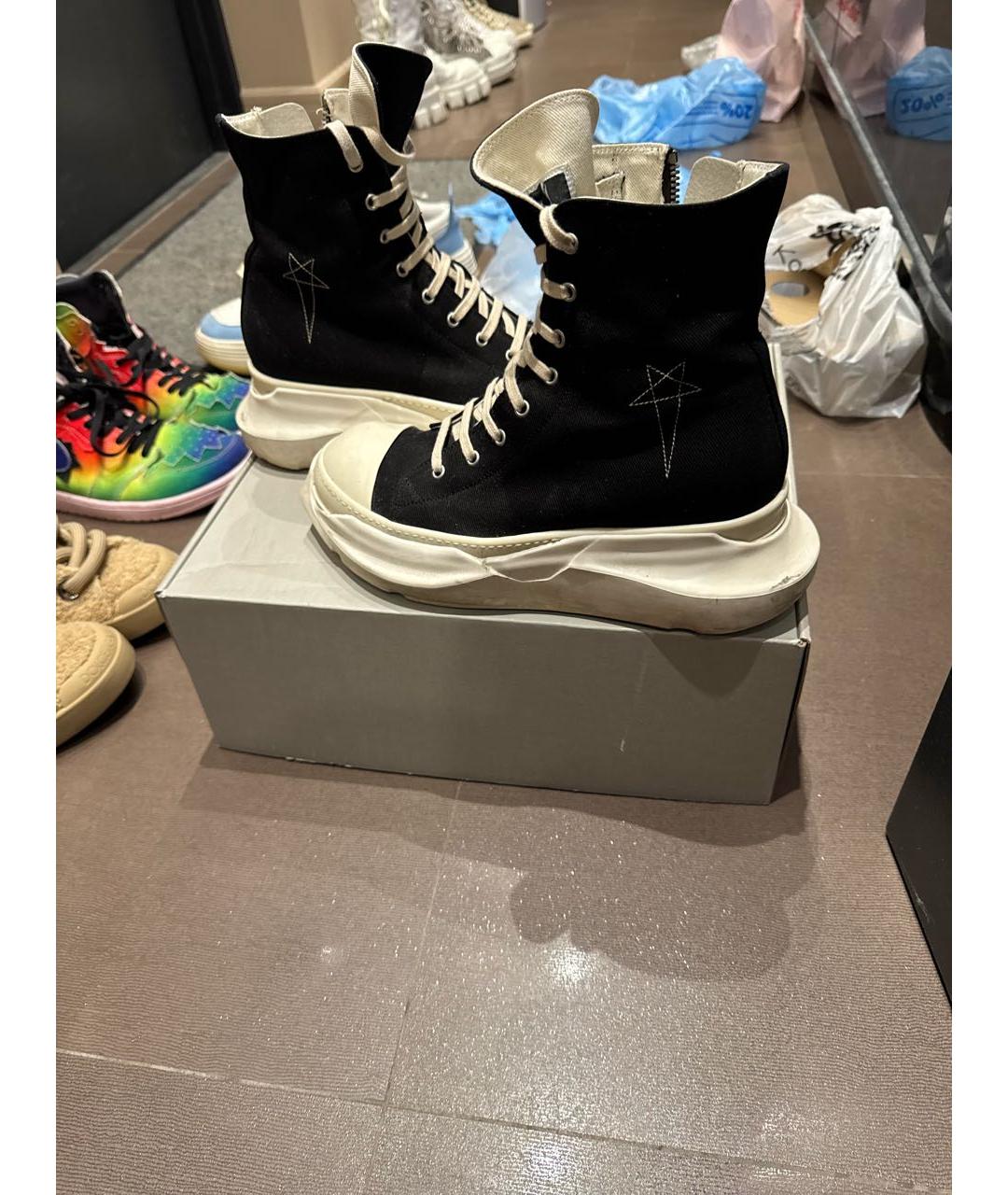 RICK OWENS DRKSHDW Черные высокие кроссовки / кеды, фото 7
