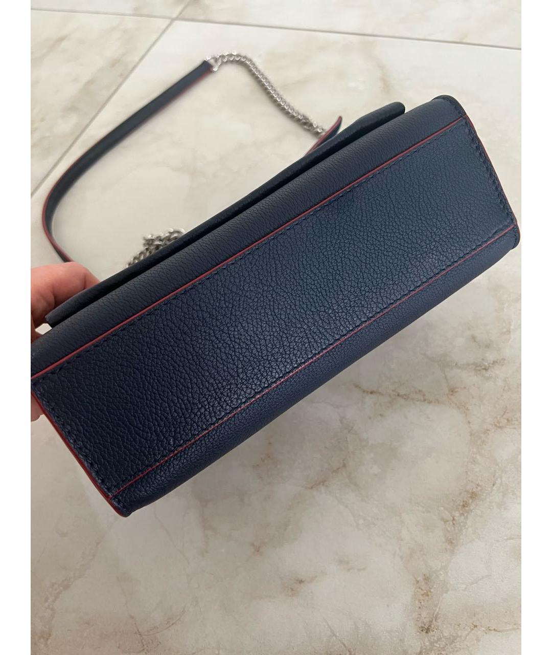 LOUIS VUITTON Темно-синяя кожаная сумка через плечо, фото 5