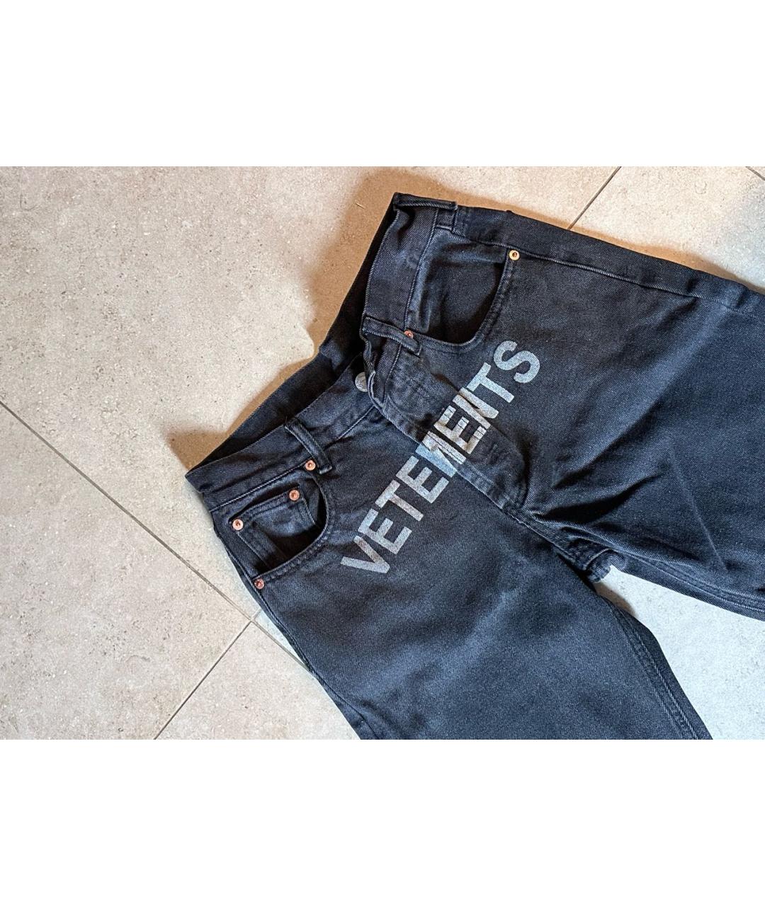 VETEMENTS Черные хлопковые прямые джинсы, фото 7