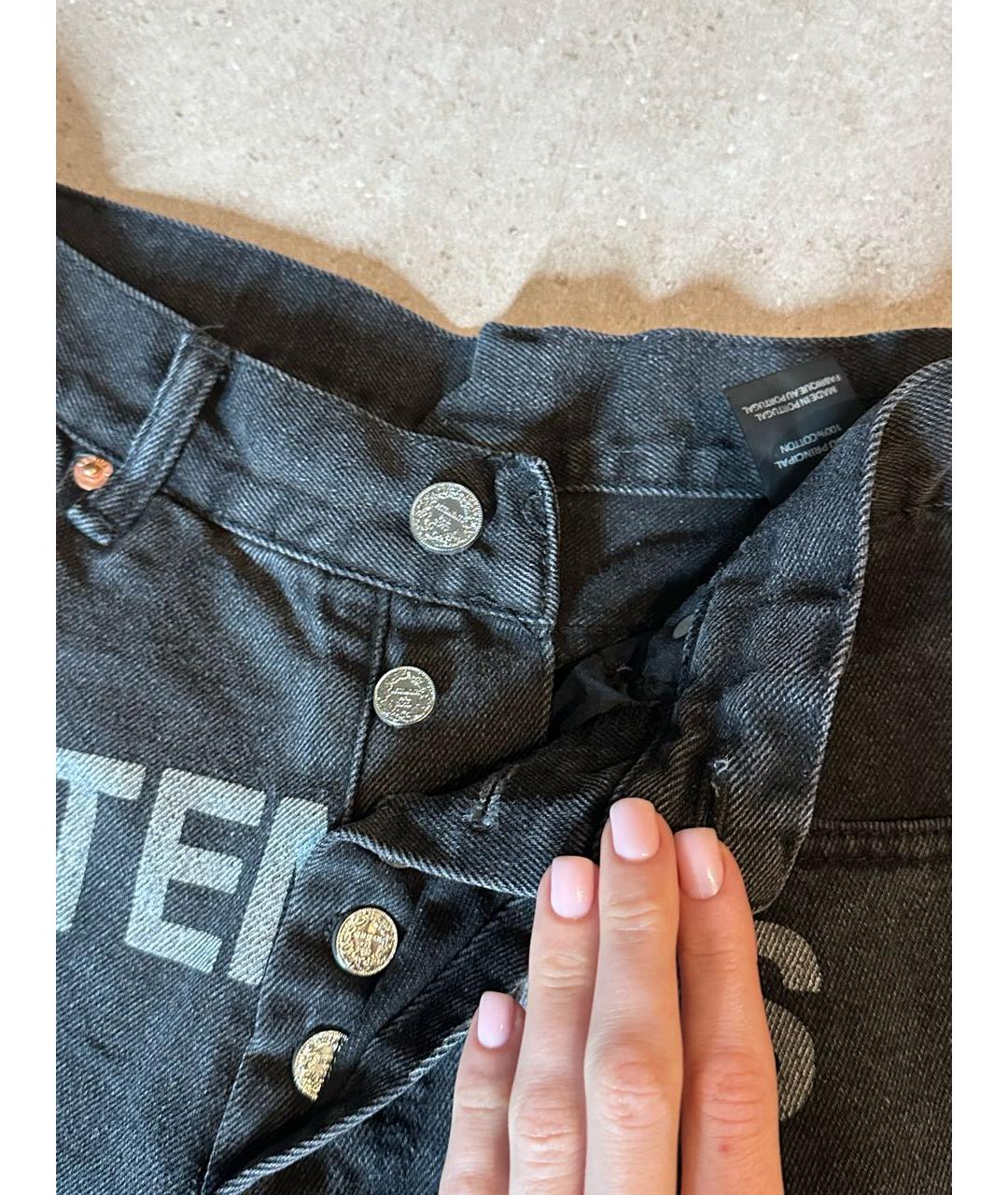 VETEMENTS Черные хлопковые прямые джинсы, фото 8