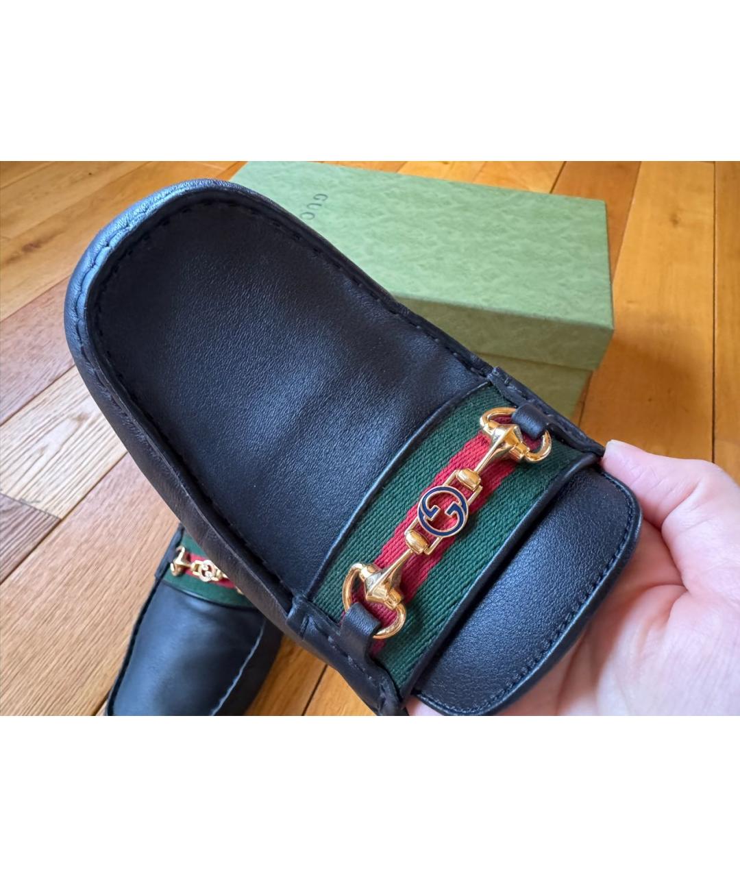 GUCCI Темно-синие кожаные мокасины, фото 5
