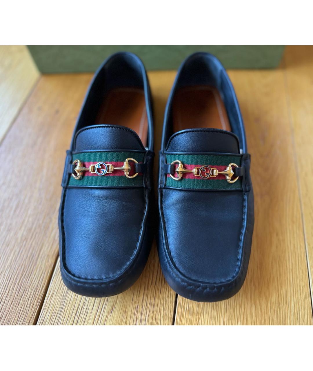 GUCCI Темно-синие кожаные мокасины, фото 2