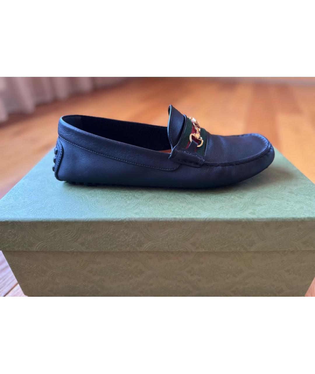 GUCCI Темно-синие кожаные мокасины, фото 9