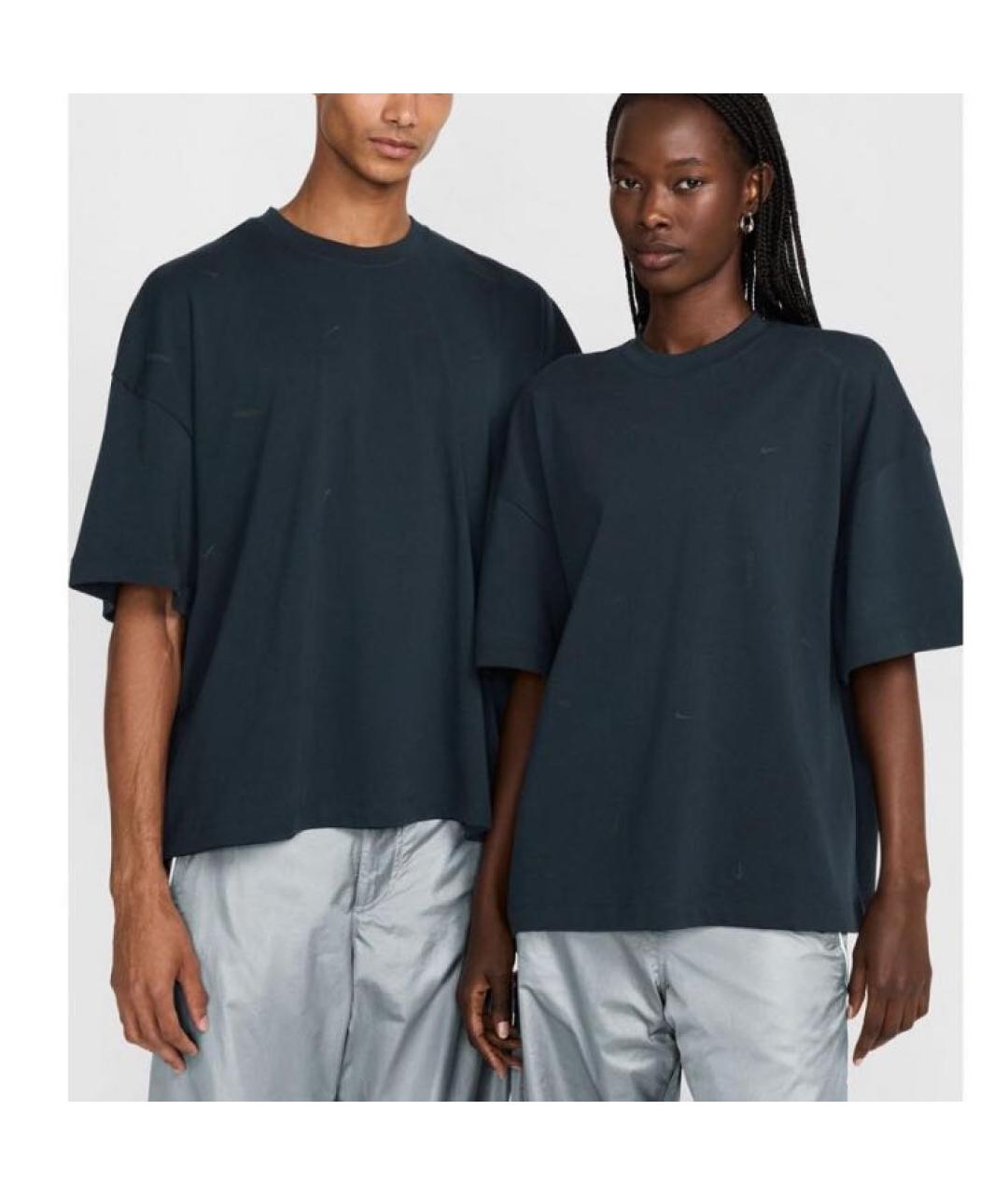 JACQUEMUS Темно-синяя хлопковая футболка, фото 6
