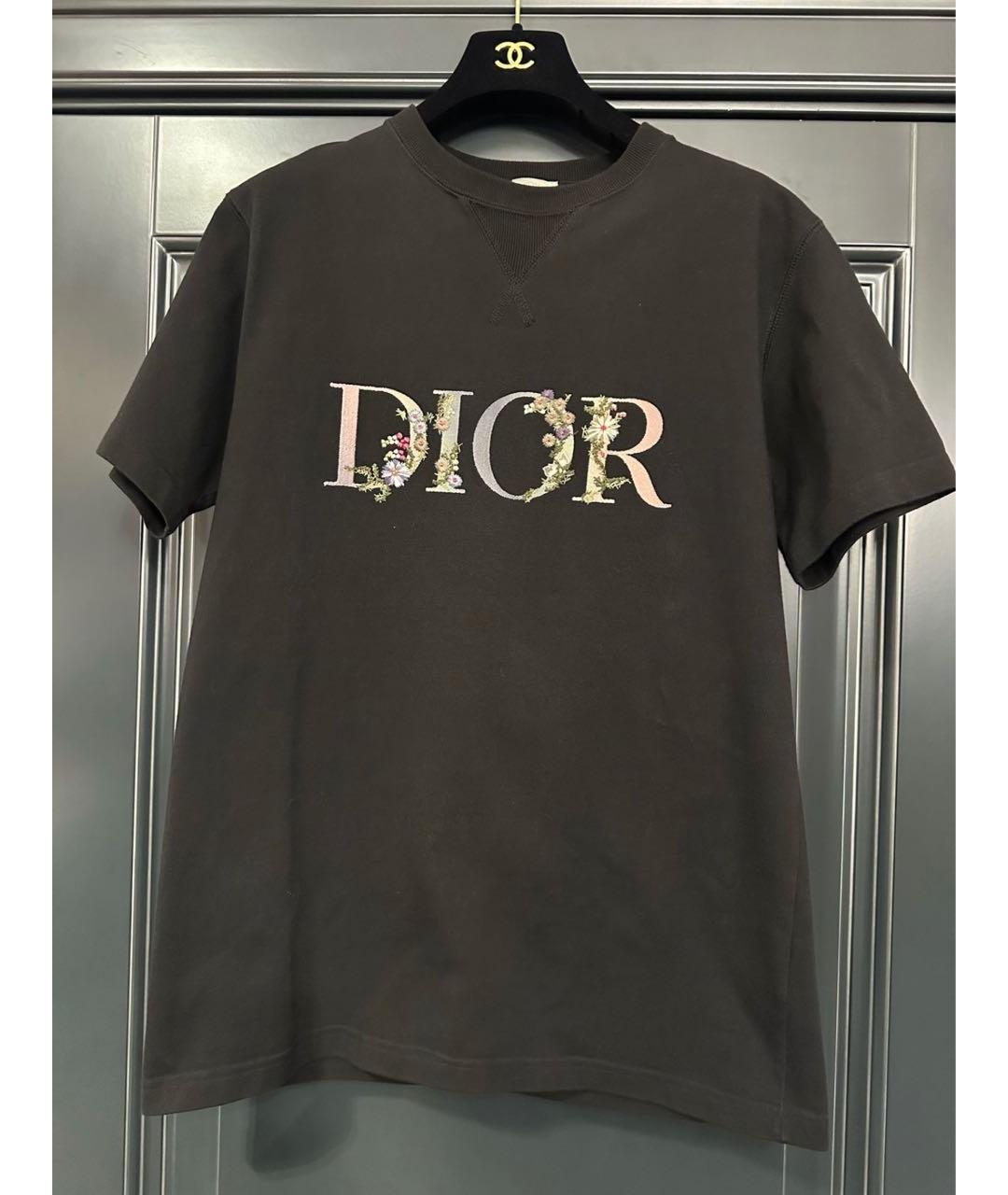 CHRISTIAN DIOR Черная хлопковая футболка, фото 2