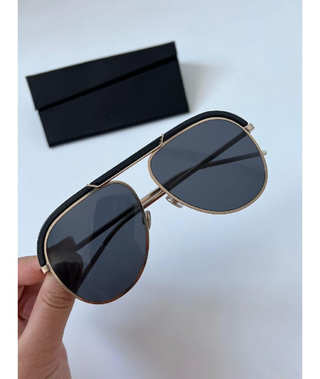 CHRISTIAN DIOR Черные металлические солнцезащитные очки, фото 6