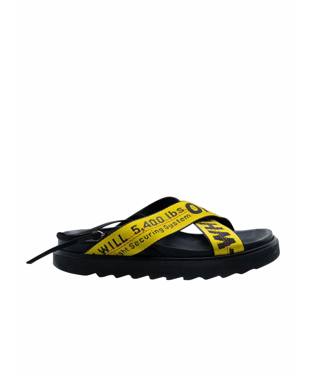 OFF-WHITE Черные кожаные сандалии, фото 1