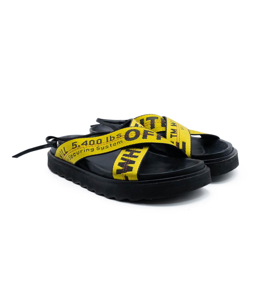 OFF-WHITE Черные кожаные сандалии, фото 2