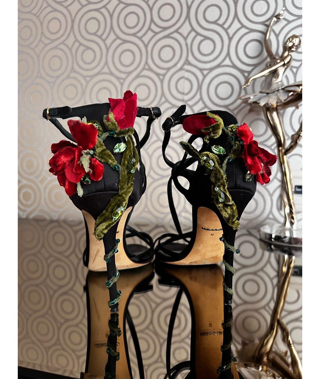 DOLCE&GABBANA Черные текстильные босоножки, фото 2