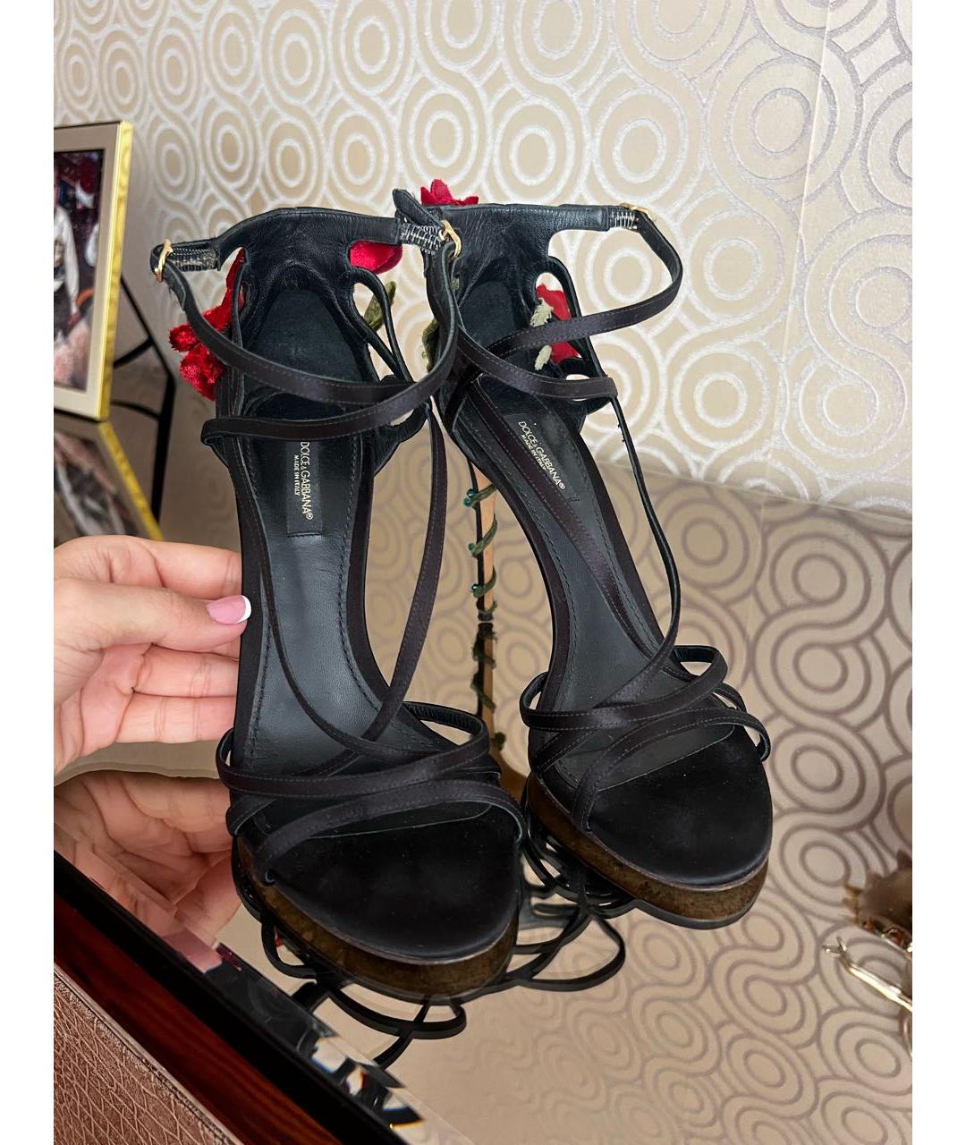 DOLCE&GABBANA Черные текстильные босоножки, фото 3