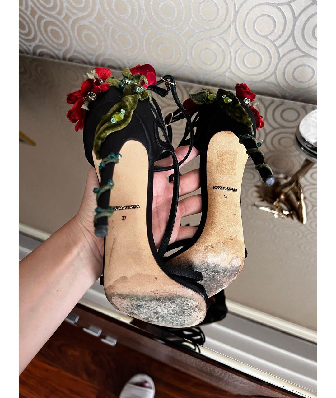 DOLCE&GABBANA Черные текстильные босоножки, фото 4