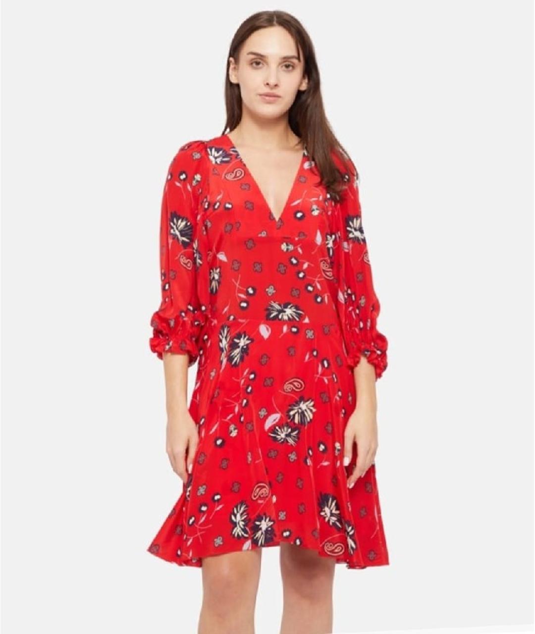 ZADIG & VOLTAIRE Красное шелковое повседневное платье, фото 7
