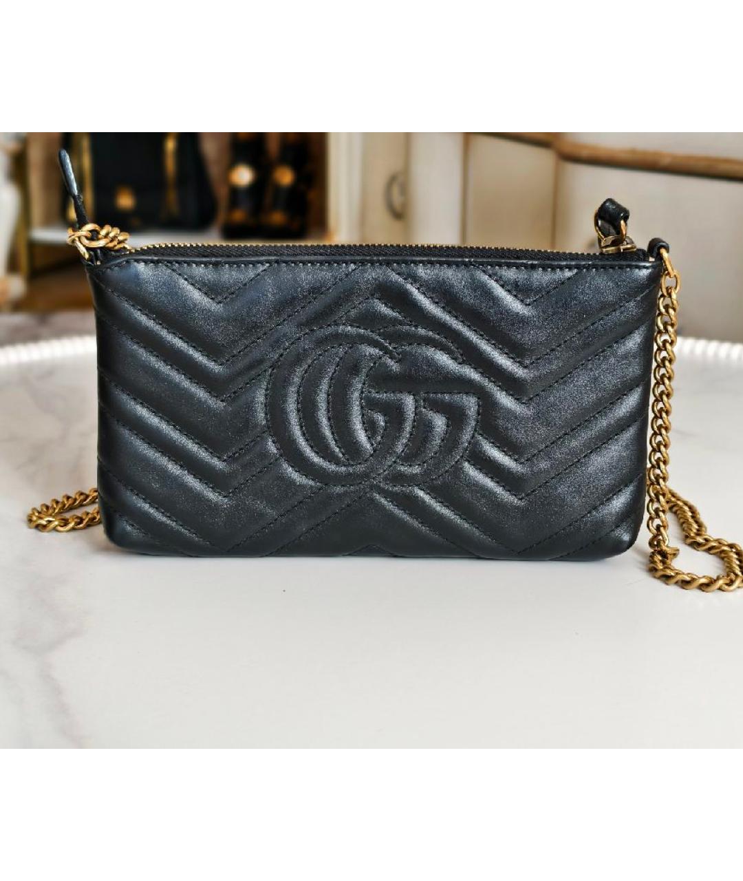 GUCCI Черная кожаная сумка с короткими ручками, фото 3
