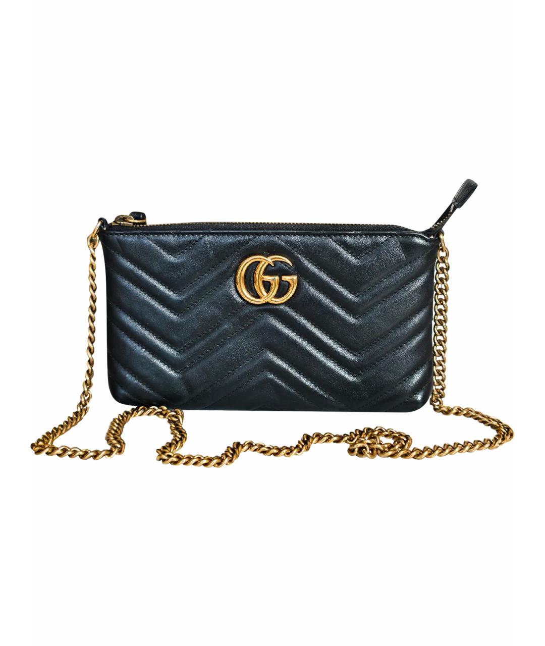 GUCCI Черная кожаная сумка с короткими ручками, фото 1