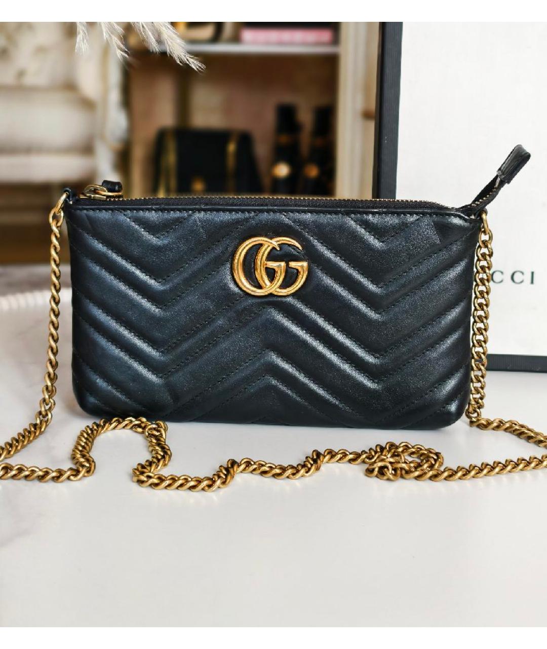 GUCCI Черная кожаная сумка с короткими ручками, фото 7