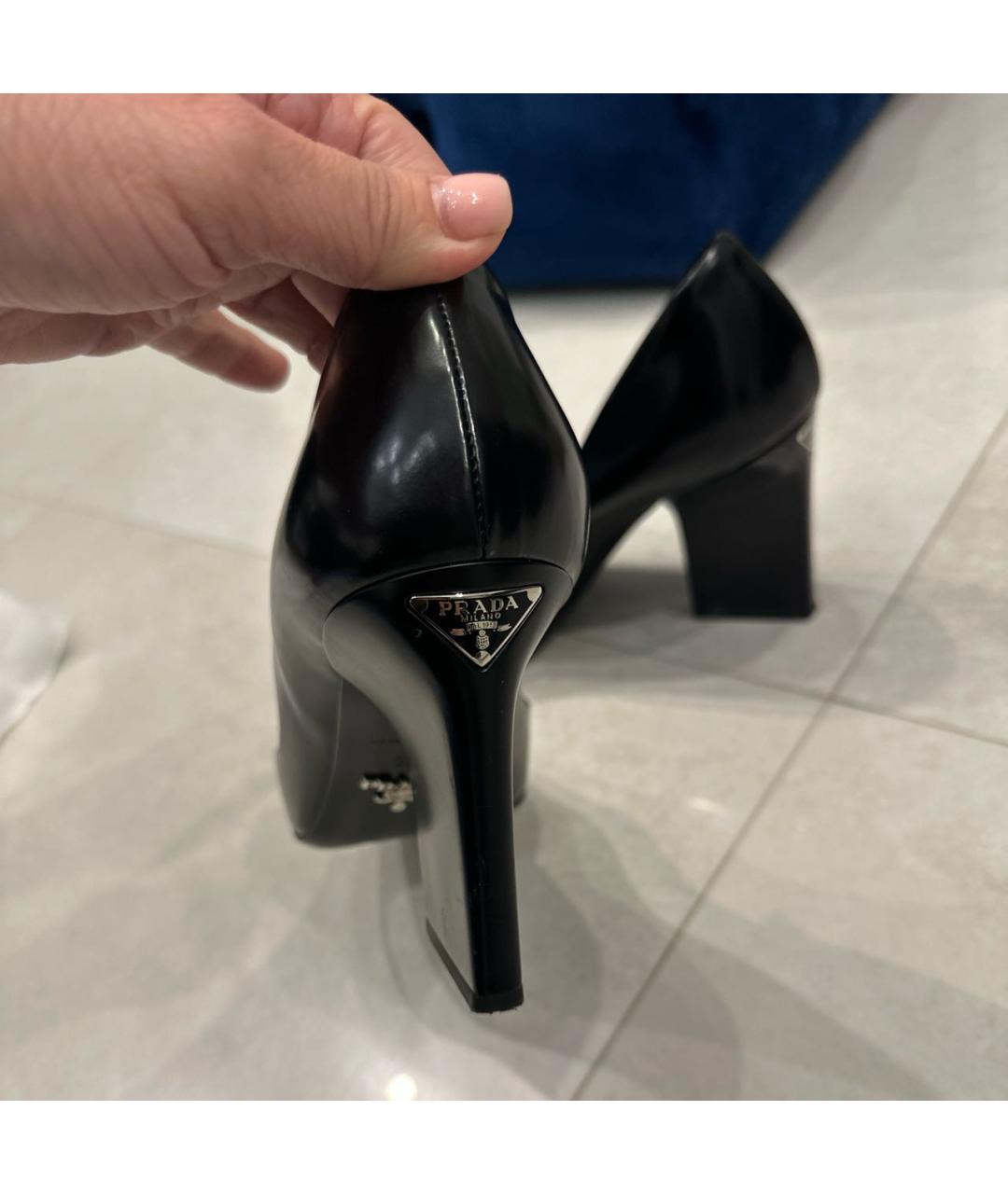 PRADA Черные кожаные туфли, фото 4