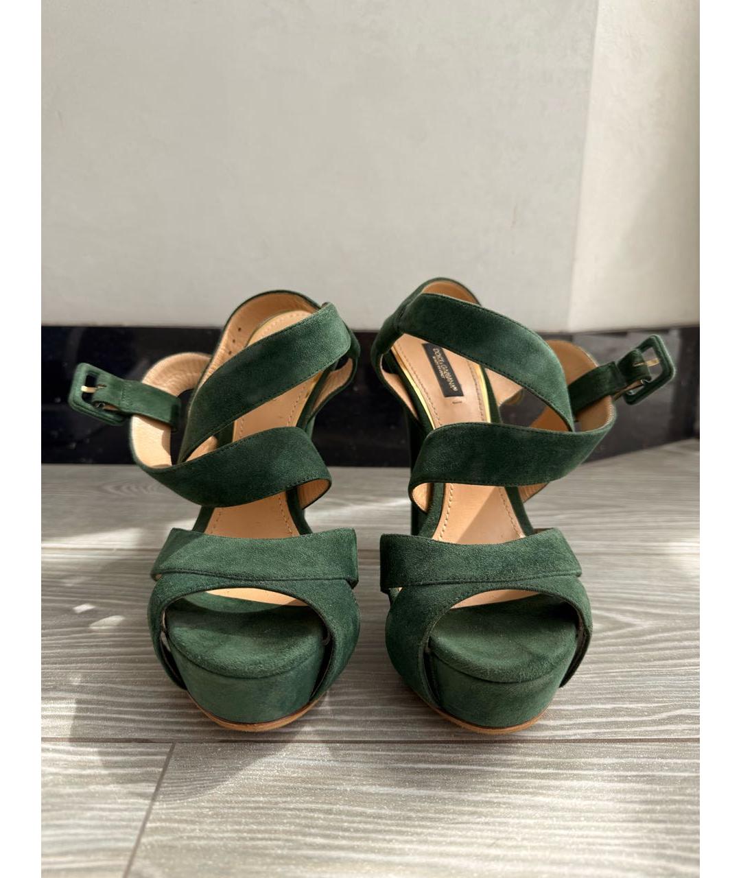 DOLCE&GABBANA Зеленые замшевые босоножки, фото 2