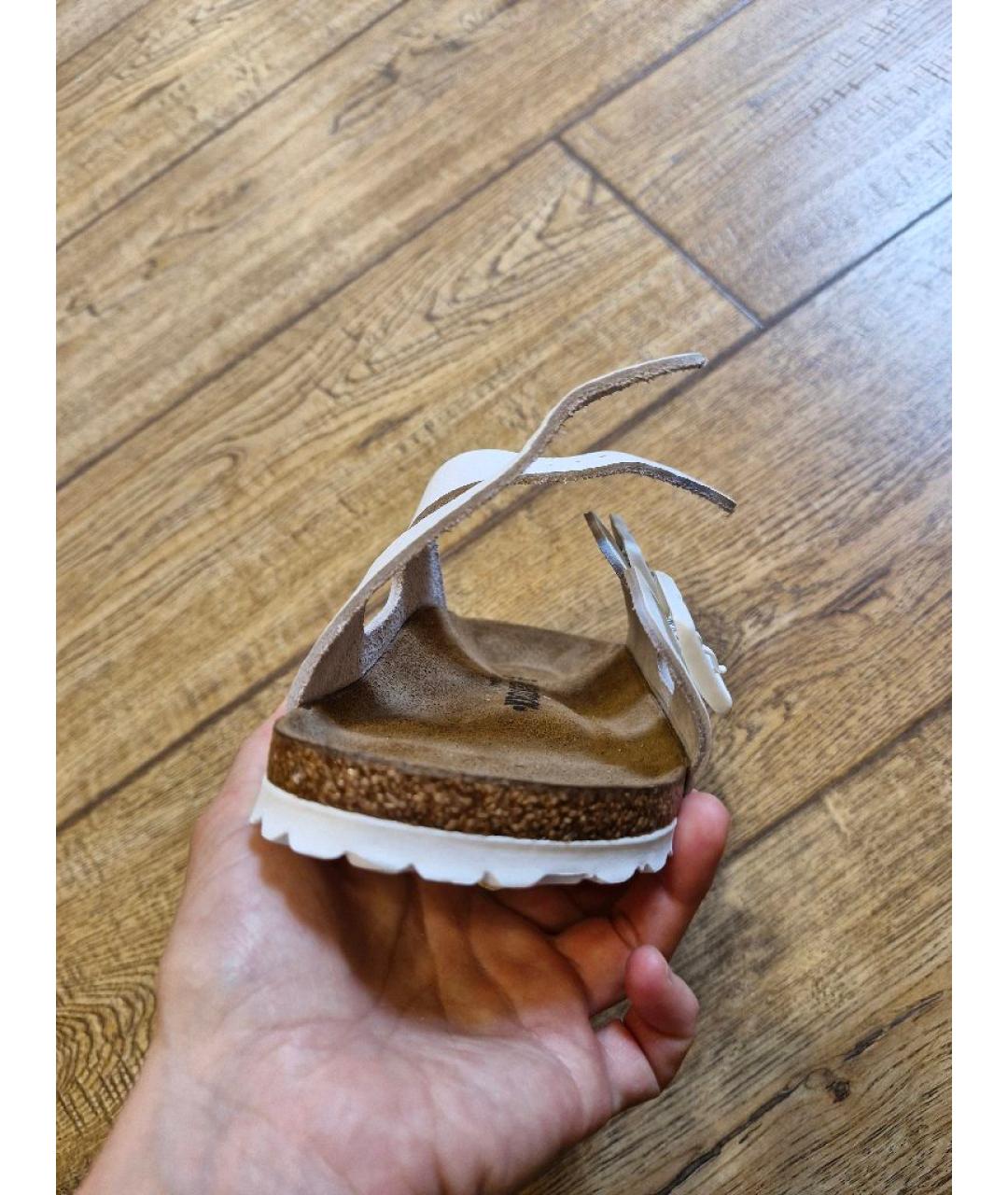 BIRKENSTOCK Белые кожаные сандалии, фото 4