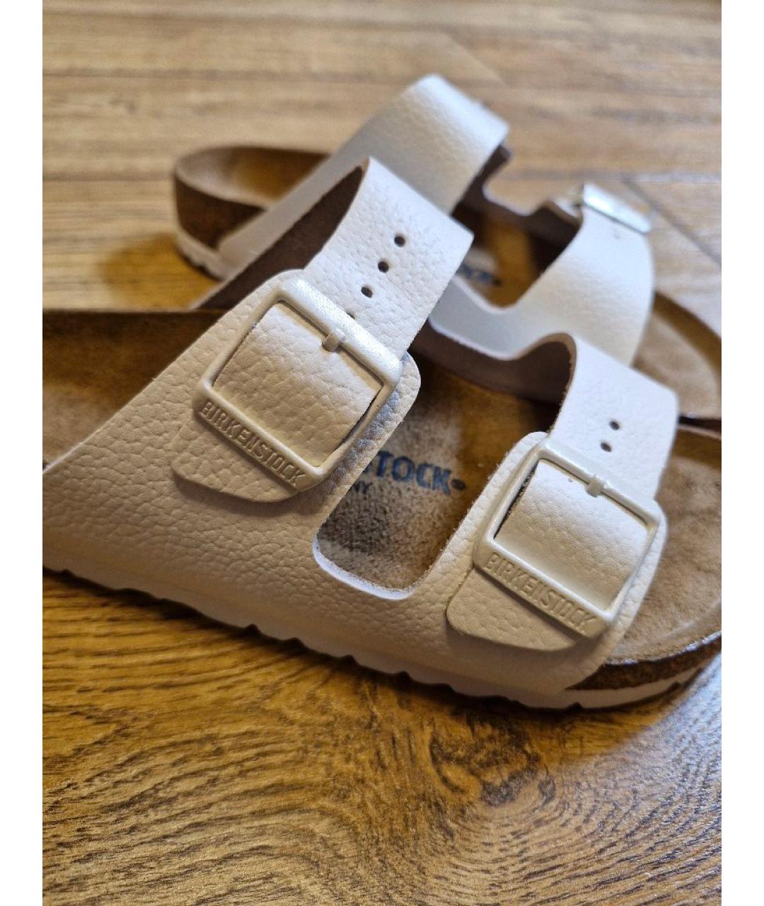 BIRKENSTOCK Белые кожаные сандалии, фото 7